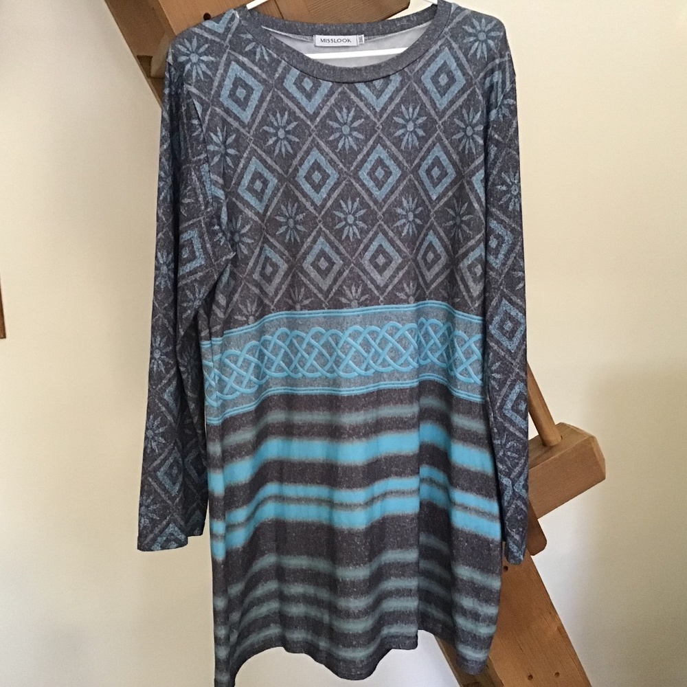 Misslook size 3XL Turquoise and Grey Dress